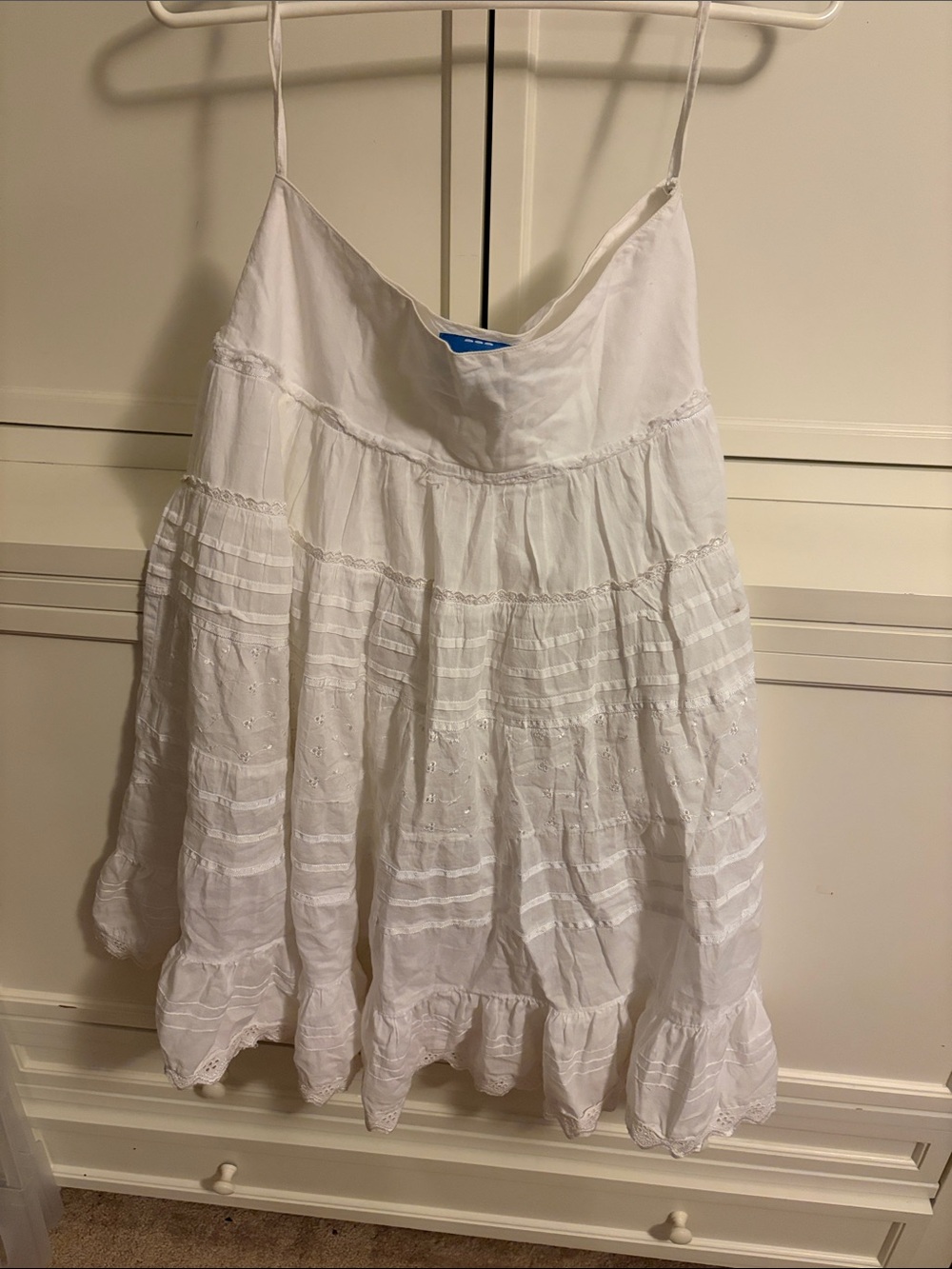 Vintage Y2K White Tiered Eyelet Cotton Skirt